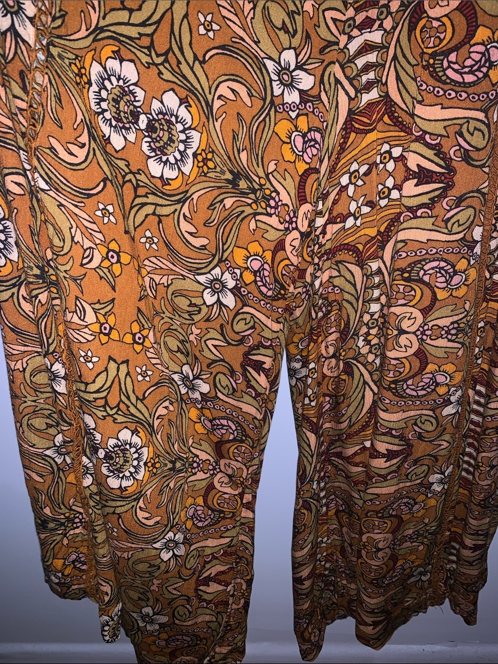 Free People Rust Floral Crochet-Trim Maxi Jumpsuit - Picture 4 of 12